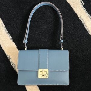 Kate Spade Blue Shoulder Bag with Elegant Gold Clasp